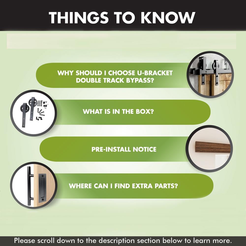 Rustic Black Double Bypass Sliding Barn Door Hardware Kit