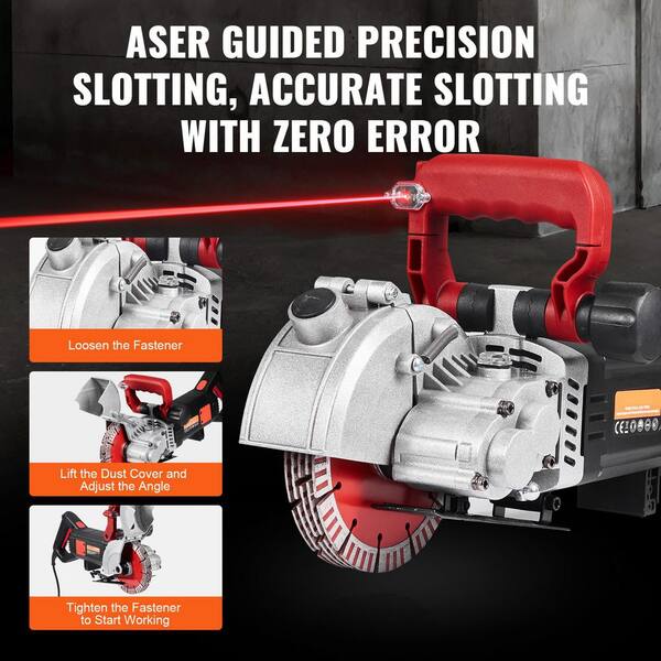 5800-Watt Wall Chaser 21.3 in. x 7.87 in. Cutting Width Wall Groove (L x W) Concrete Saws with ABS Plastic Handle
