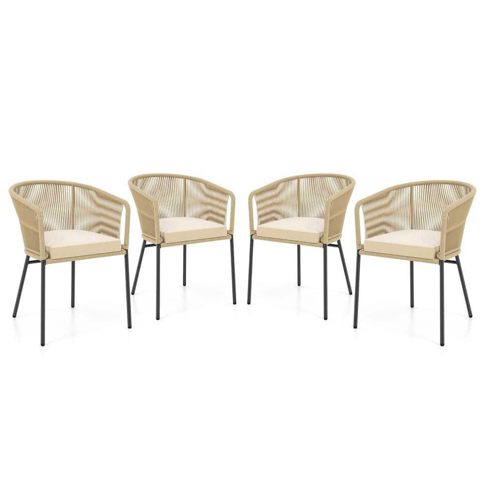 Patio Chairs Set of 4 with Curved Backrest and Seat Cushion for Patio price history on PriceWatchPro