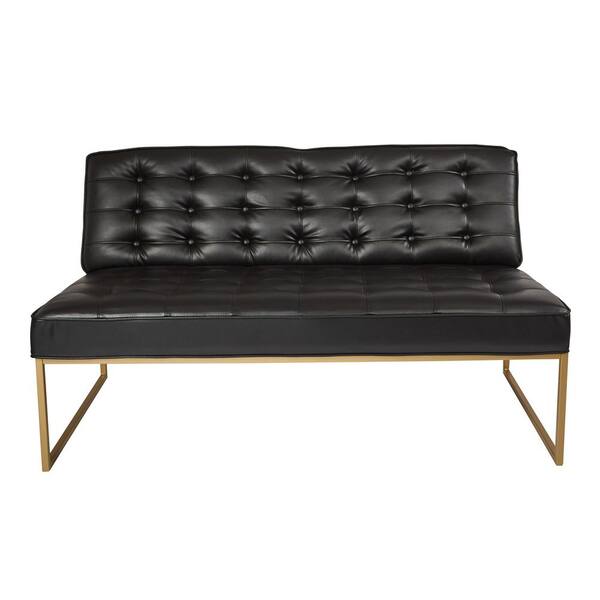 Office Star Products Anthony 58 in. Black Faux Leather 2Seater Armless
