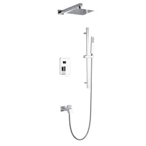 Cero 1-Spray Tub and Shower Faucet Combo with Square Showerhead and Handheld Shower Wand in Chrome