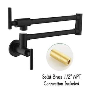 Kafir 2-Handle Wall Mounted Pot Filler in Matte Black