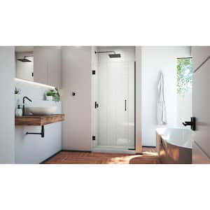 Unidoor Plus 33 to 33.5 in. x 72 in. Frameless Hinged Shower Door in Matte Black