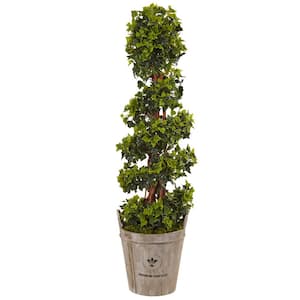 Indoor/Outdoor English Ivy Artificial Tree in Farmhouse Planter, UV Resistant