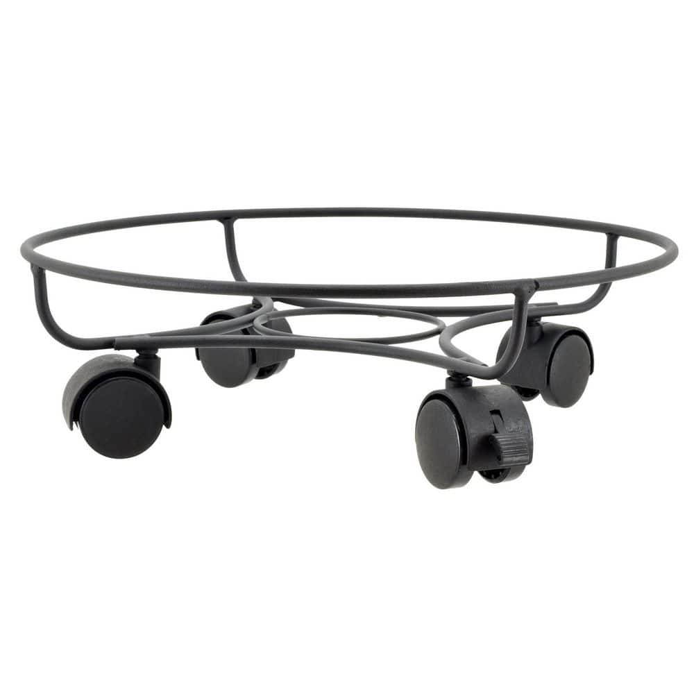 13-Inch Black Metal Heavy-Duty Plant Caddy with Wheels