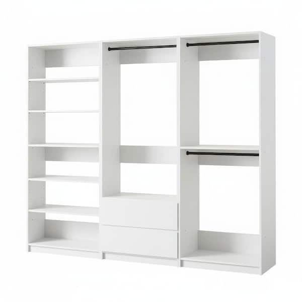 Prosper 96 in. W White Tower System Freestanding-Shelf Walk-in Wood Closet System