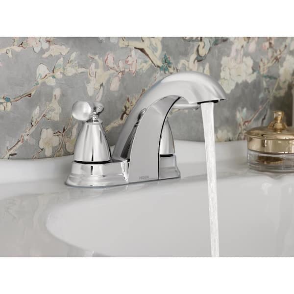 Centerset 2-Handle Low-Arc Bathroom Faucet in Chrome MOEN Banbury 4 in 
