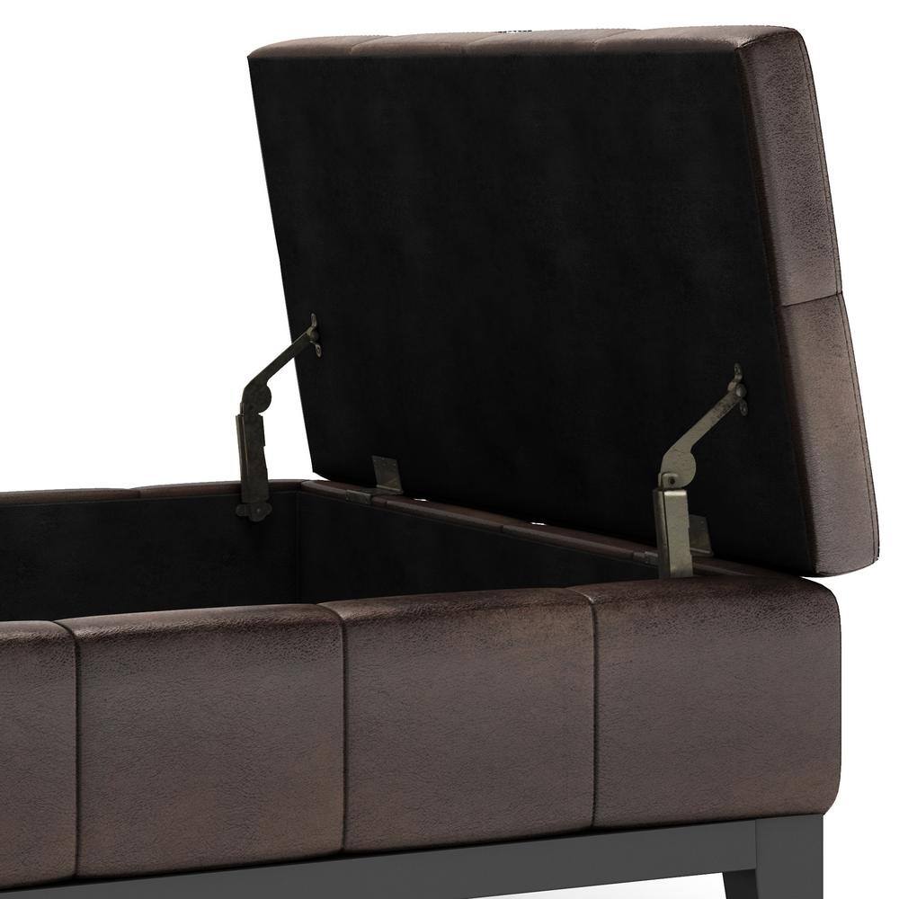 Dover 36" Distressed Brown Faux Leather Tufted Coffee Table Ottoman