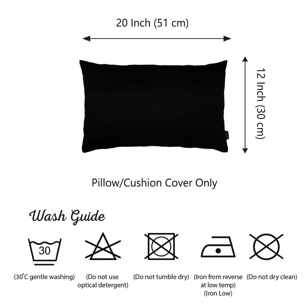 Black Polyester Lumbar Pillow Covers Set of 2