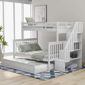 Jeniffer White Twin over Full Bunk Bed with Twin size Trundle