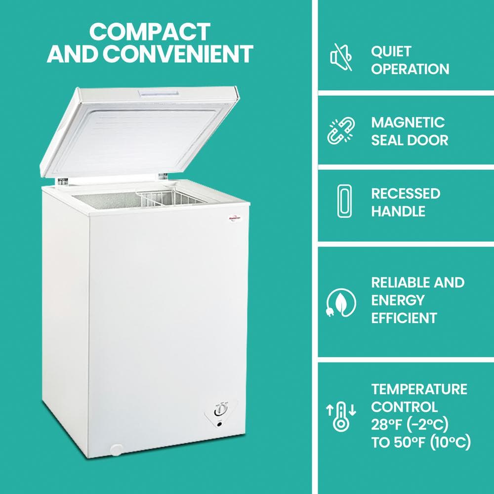 Compact White Energy Star Chest Freezer with Manual Defrost