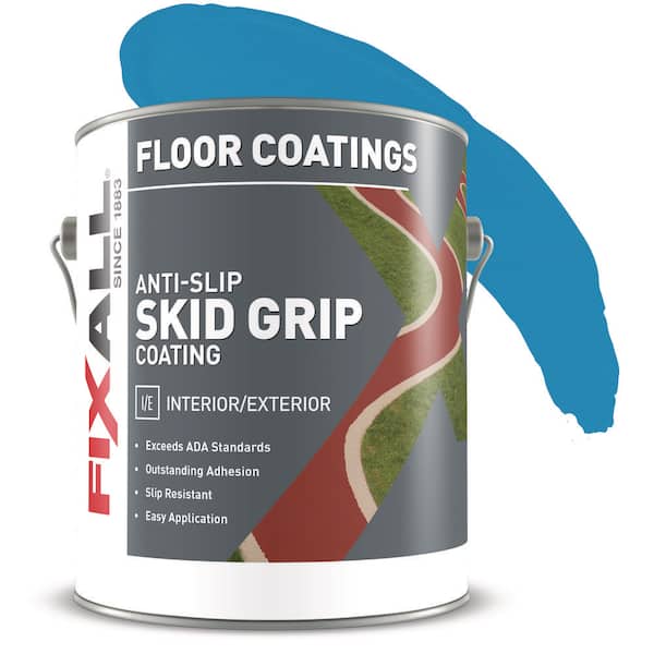 FIXALL Skid Grip Anti-Slip Floor Coating, 1 Gallon, Cobalt, Slip-Resistant Pavement, Cement and Concrete Paint
