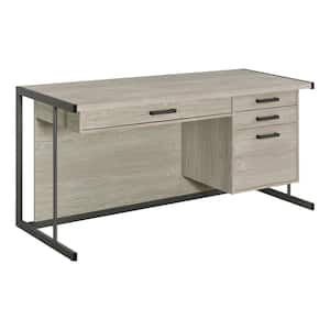 Loomis 60 in. Whitewashed Grey and Gunmetal 4-drawer Rectangular Office Desk