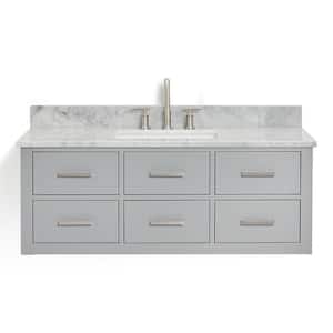 Hutton 49 in. W x 22 in. D x 18.85 in. H Bath Vanity in Grey with Carrara White Marble Top