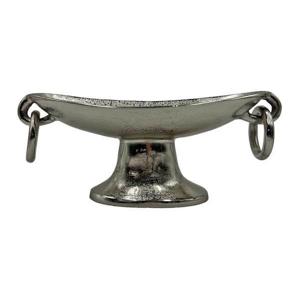 16 in. Decorative Aluminum Crescent Bowl in Nickel