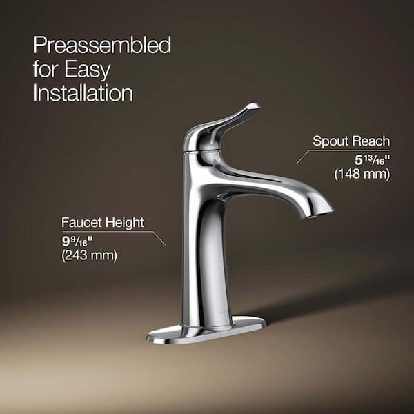 KOHLER Easmor Single-Handle Single Hole Bathroom Faucet in Polished Chrome