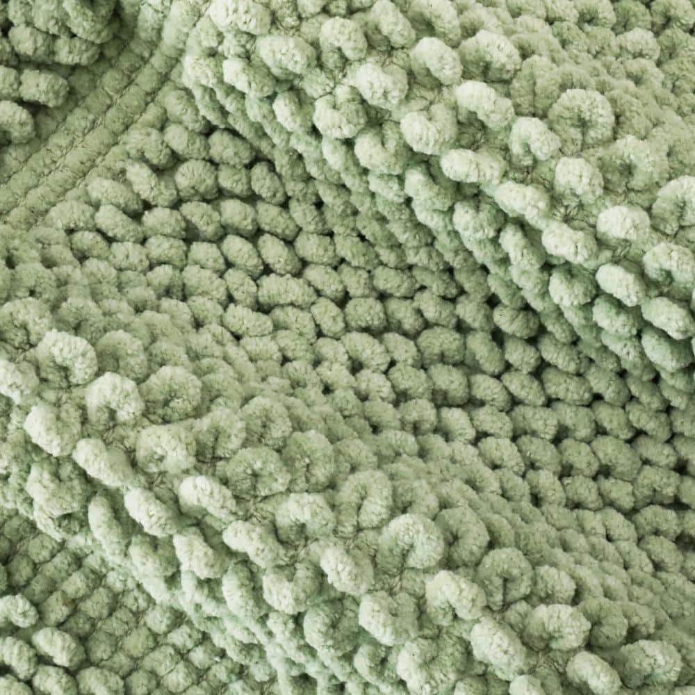 Sage Green Cotton Chenille Non-Slip Bath Mat Set