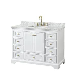 Deborah 48 in. W x 22 in. D x 35 in. H Single Sink Bath Vanity in White with White Carrara Marble Top