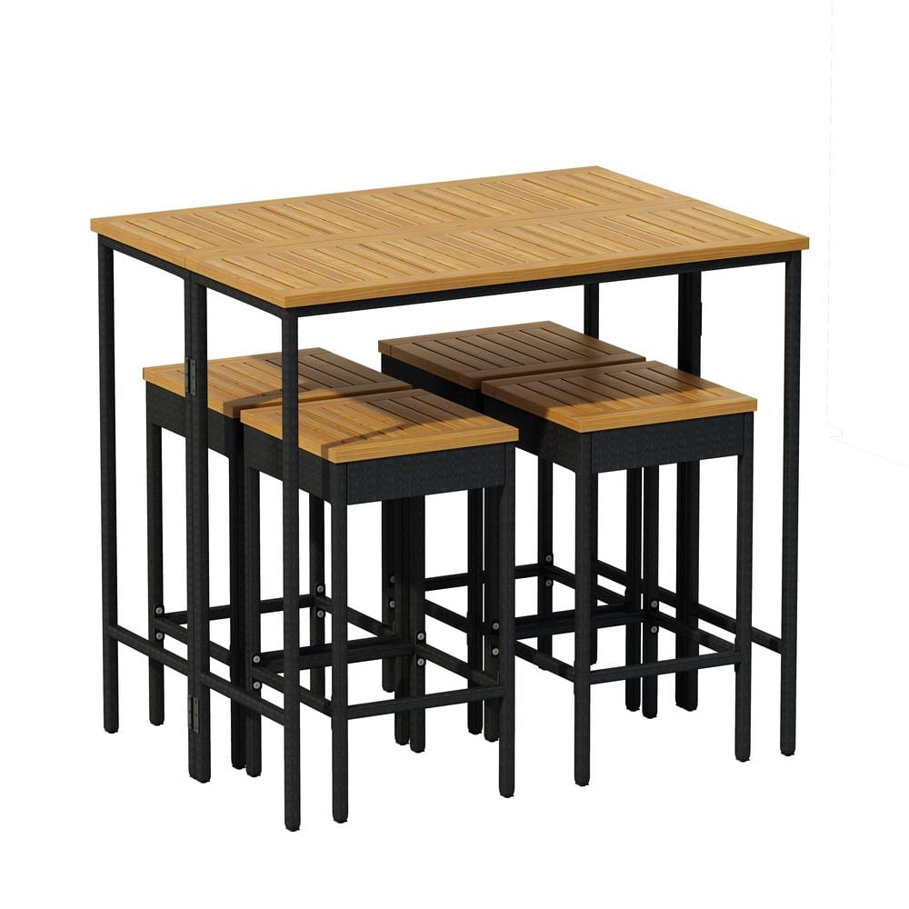 5-Piece Wood Outdoor High-Dining Bistro Set