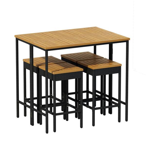 Unbranded 5-Piece Wood Outdoor High-Dining Bistro Set