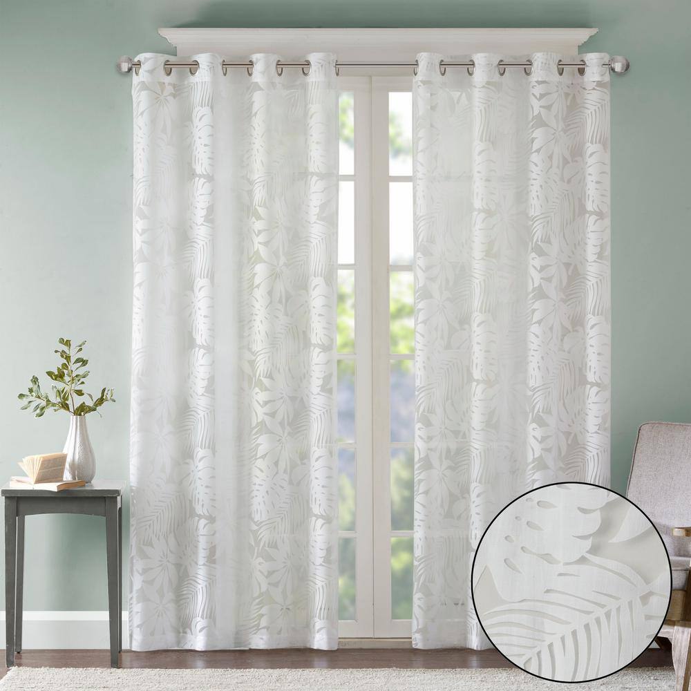 Maui White Sheer Grommet Top Window Drapes