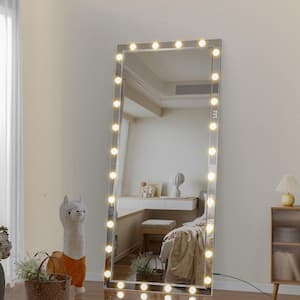 72 in. W x 36 in. H Large Rectangular Aluminum Framed LED Dimmable Full-Length Wall Vanity Mirror in Silver