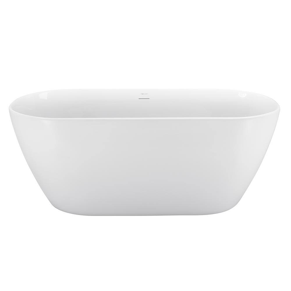 59 in. Acrylic Freestanding Bathtub Flatbottom Soaking Tub Bathtub Soaker Tub with Polished Chrome Drain in White price history on PriceWatchPro