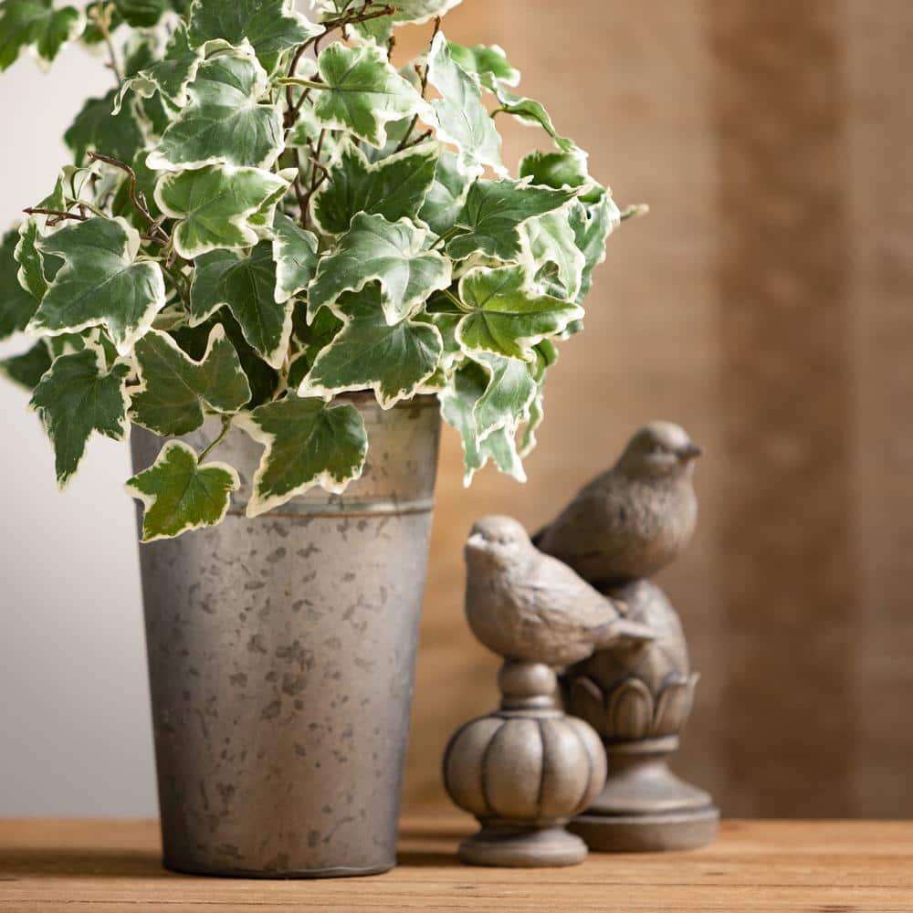 Gray Stone-Look Bird Finial Set of 2 Decorative Accents