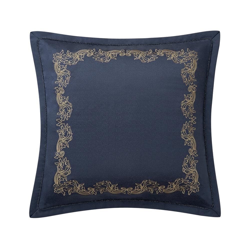 Navy and Gold Reversible Queen Bedspread Set with Tassels