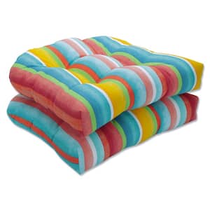 Striped 19 x 19 2-Piece Outdoor Dining chair Cushion in Multicolored Dina