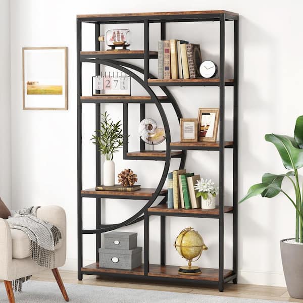 4 Shelves Bookshelf，4 Tier Etagere Bookcase Storage Shelf for Home store Office