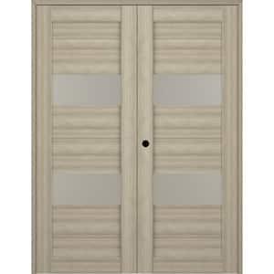 Vita 56 in. x 83.25 in. Right Hand Active 2-Lite Frosted Glass Shambor Wood Composite Double Prehung French Door