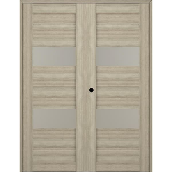 Vita 72 in. x 95.25 in. Right Hand Active 2-Lite Frosted Glass Shambor Wood Composite Double Prehung French Door