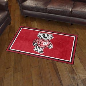 Wisconsin Badgers Red 3 ft. x 5 ft. Plush Area Rug