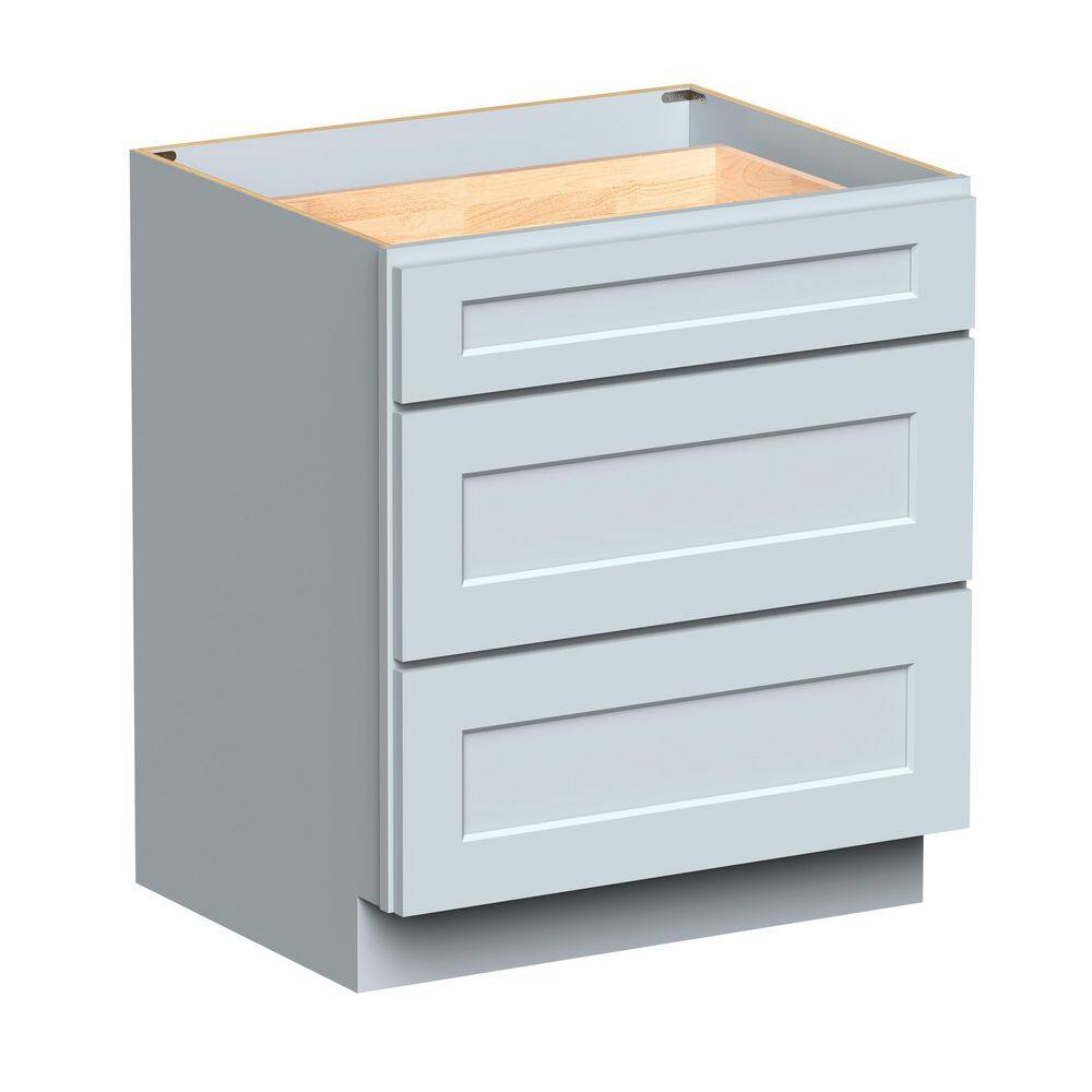 30 in. W x 24 in. D x 34.5 in. H in Dove Grey Plywood Ready to Assemble Floor Base Kitchen Cabinet with 3-Drawers price history on PriceWatchPro
