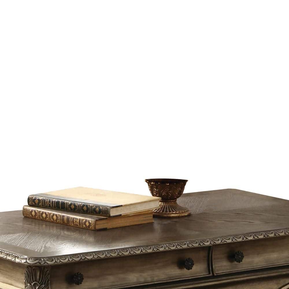 Vintage Oak Rectangular Coffee Table with Cabriole Legs and Storage
