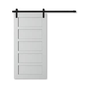 40 in. x 83 in. SEATTLE Solid Core Gray Wood Modern Barn Door with Sliding Door Hardware Kit