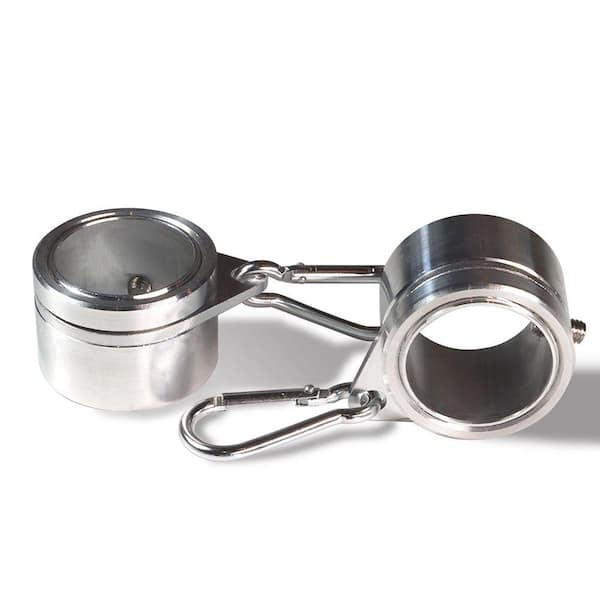 Aluminum Flagpole Mounting Rings 360-Degree Anti Wrap with Carabiner for 1 in. Dia Flag Pole Silver (2-Pack)