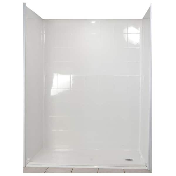 Ella Standard 37 in. x 60 in. x 77-1/2 in. 5-piece Barrier Free Roll In Shower System in White with Right Drain