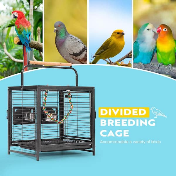 VIVOHOME 19 inch Wrought Iron Bird Travel Carrier Cage for Parrots Conures Lovebird Cockatiel Parakeets