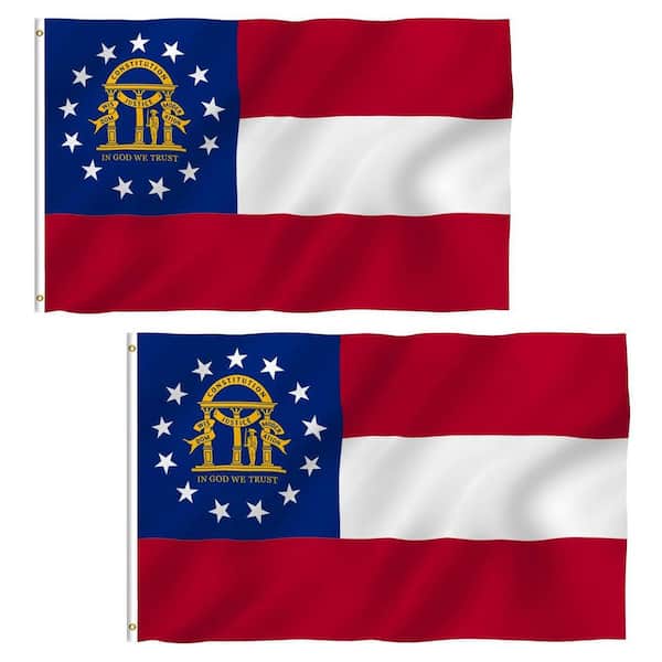 Fly Breeze 3 ft. x 5 ft. Polyester Georgia State Flag-State of Georgia GA Flags (2-Pack)
