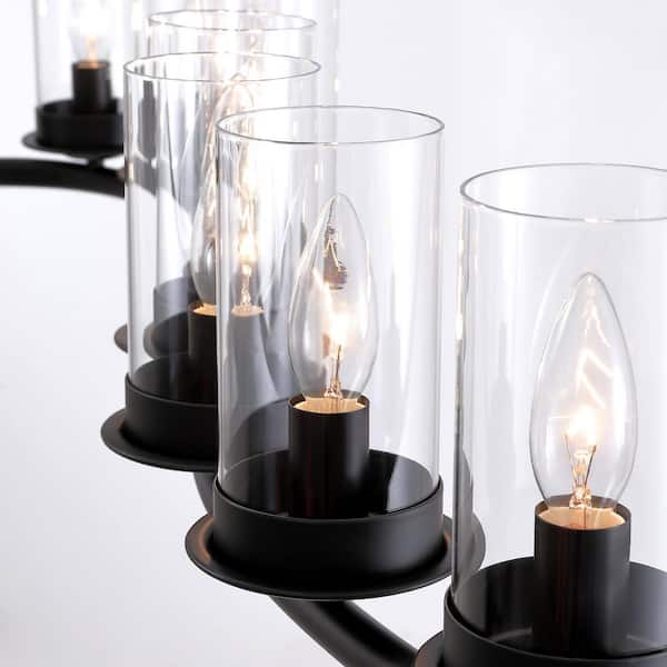 10-Light Black Retro Metal Chandelier for Dining Room Industrial Pendant Light Fixture with No Light Bulb Included