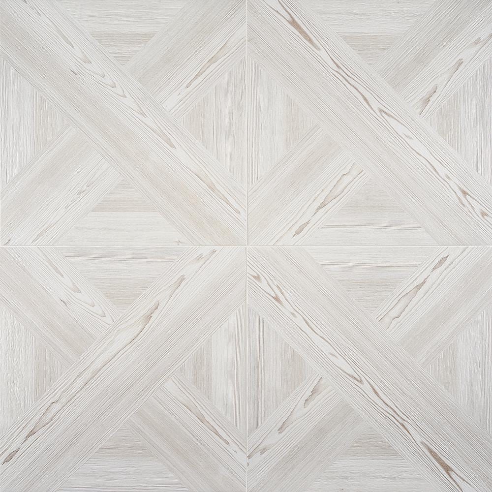 Large Format White Porcelain Wood Look Floor Tile