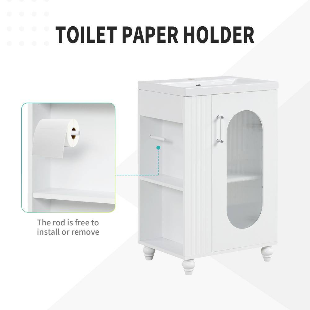 20 in. White MDF Single Sink Freestanding Bath Vanity with Ceramic Top