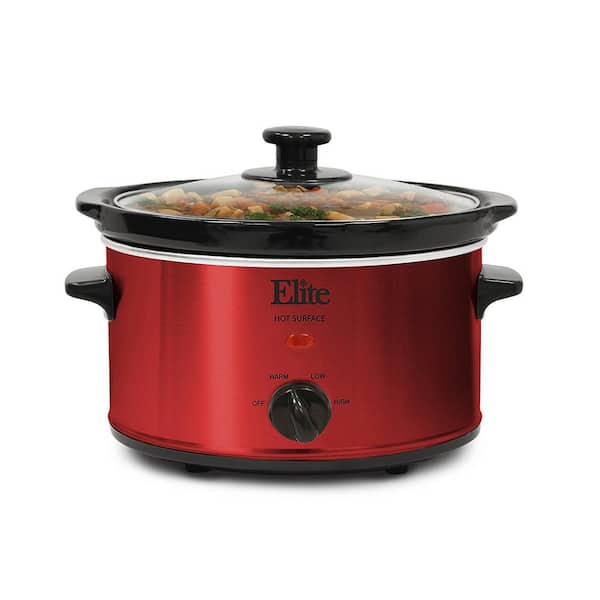 Elite Gourmet 2 Qt. Oval Slow Red Cooker