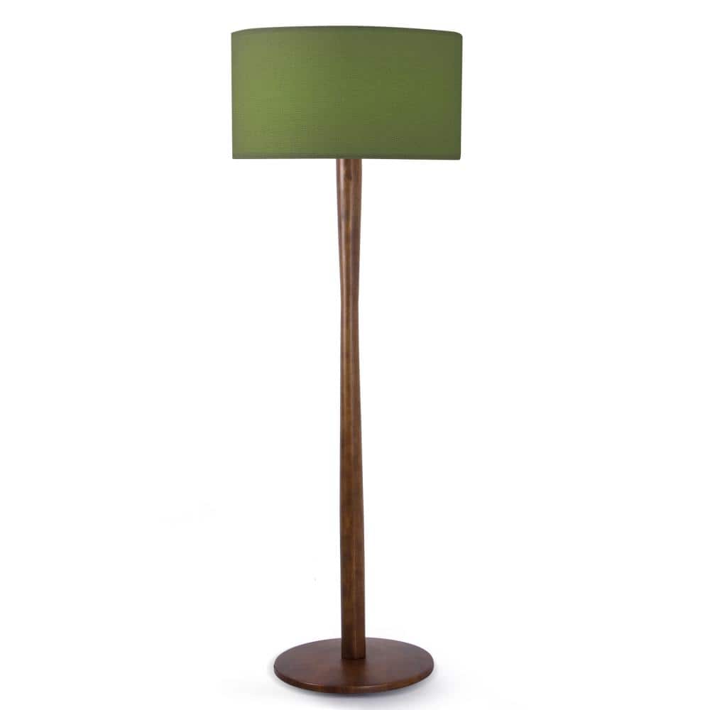 61 in. Modern Walnut Solid Wood Column Floor Lamp with Green Linen Drum Shade for Living Room, Bedroom and Office price history on PriceWatchPro