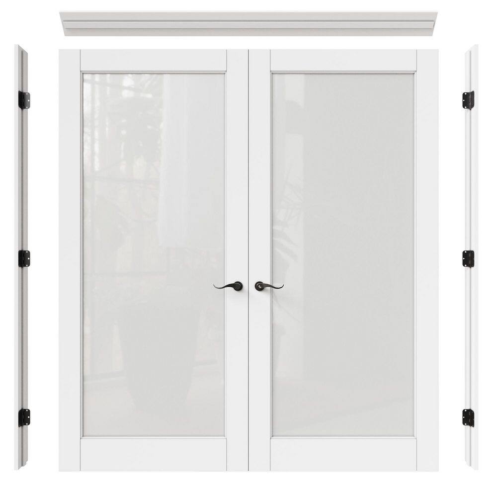 72 in. x 80 in. 1-Lite Frosted Glass Universal Primed Solid Core Wood Double Prehung French Door + Quick Assemble Jamb price history on PriceWatchPro