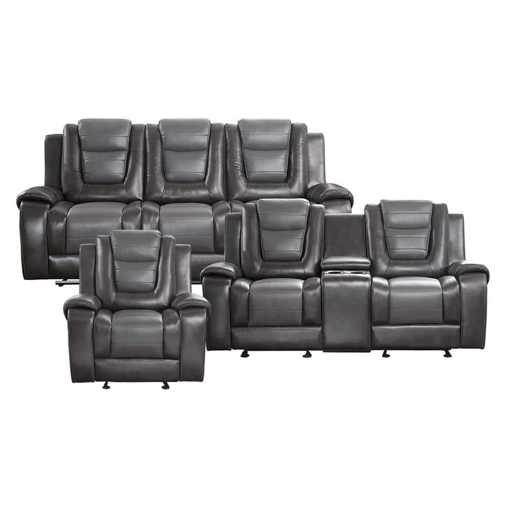 Danio 85.5 in. W Straight Arm Faux Leather Rectangle 3-Piece Manual Reclini