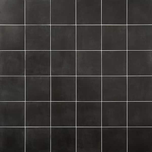 Elizabeth Sutton Cameo Black 7.87 in. x 7.87 in. Matte Porcelain Floor and Wall Tile (10.76 sq. ft./Case)