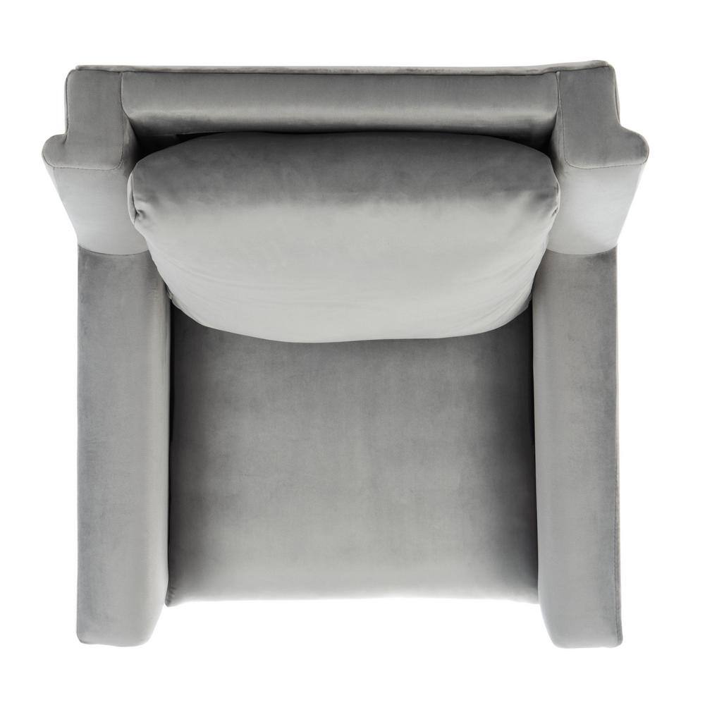 Stone Velvet and Natural Oak Mid-Century Modern Accent Chair